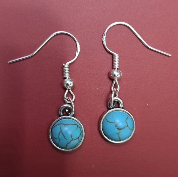 925 Silver Hook Turquoise and Silver Dangle Earrings - Picture 11 of 15
